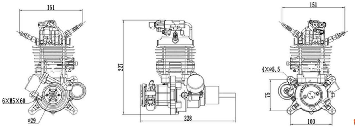 5.8KW(8hp)  Multi-fuel Engine Basic Assembly Dimensions